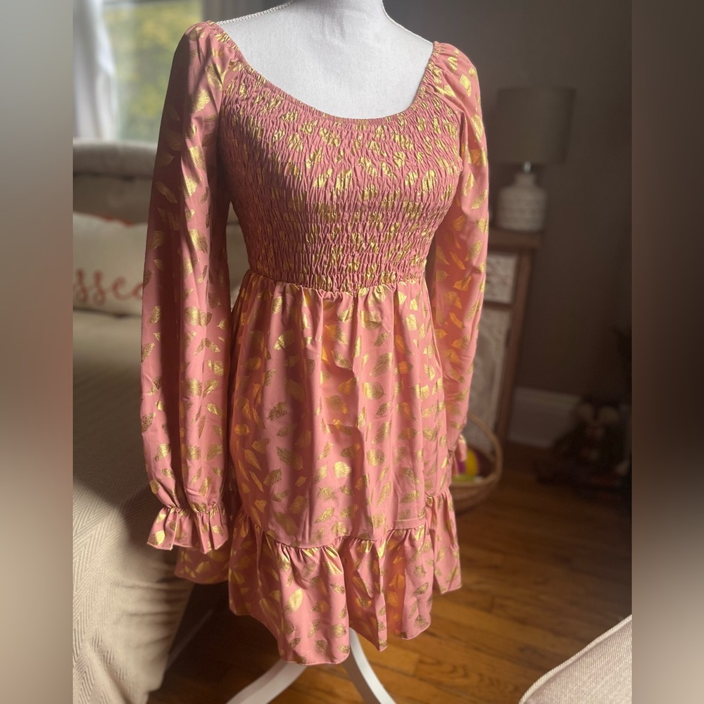 Hazel & Olive Feather Gold Foil Dress - Picture 3 of 5